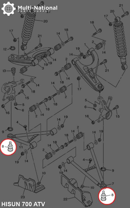 Ball Joint - 500-700cc, Hisun, ATV **WITH THREADS** - 70A6256 - PBC3353F1