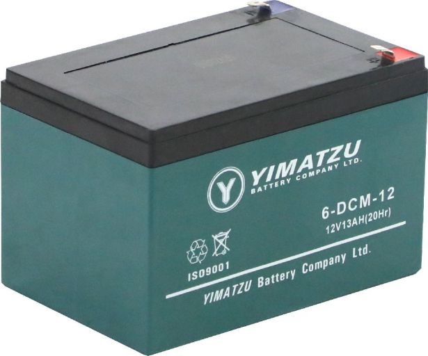 Battery - EV12120 / 6-DCM-12 / 6-DZM-12 / 6-FM-12, AGM, 12V 13Ah, Yimatzu, T2 Terminals - BATEV12012T2 - PBC128EF1