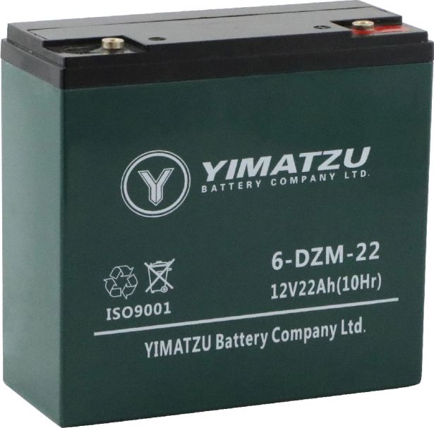 Battery - EV12220 / 6-DCM-22 / 6-DZM-22 / 6-FM-22, AGM, 12V 22Ah, Yimatzu, Threaded Terminals - BATEV12022 - PBC97EF1