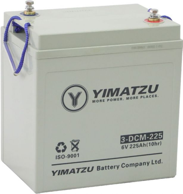 Battery - EV6225 / 3-DCM-225 / 3-EVF-225 / 3-FM-225, Group GC2, AGM, 6V 238Ah, Yimatzu, Threaded Terminals - BATEV06225 - PBC127EF1