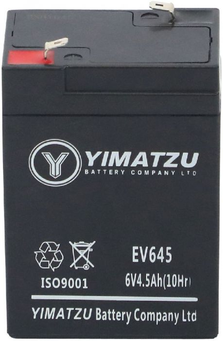 Battery - EV645, 6V 4.5AH, Yimatzu, T1 Terminals - BATEV060045T1 - PBC99EF1