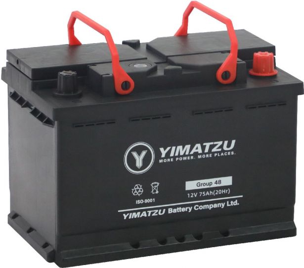 Battery - Group 48 / H6 / L3 Automotive, 12V 75Ah, 730CCA, SLA, MF, Yimatzu - BATAM1248 - PBC155EF1