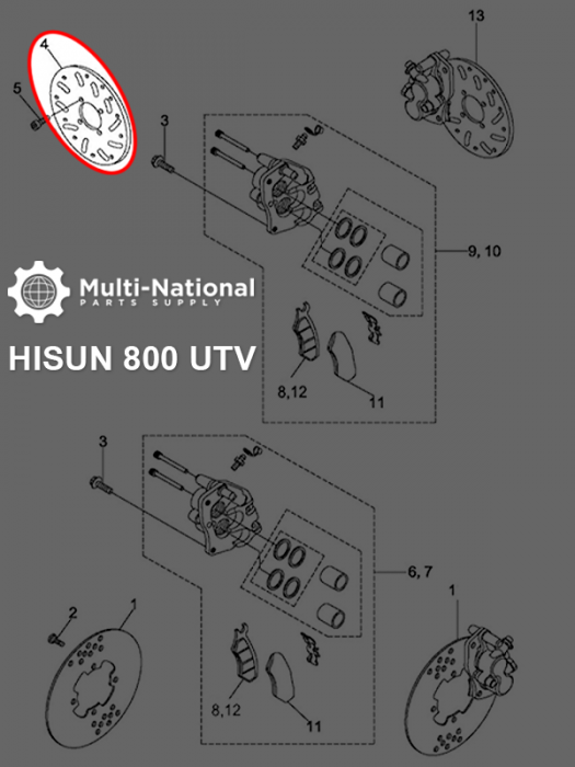 Brake Rotor - 4 Bolt 182mm 85mm Brake Disc, 400-800cc, Hisun - 90A2083 - PBC692F1