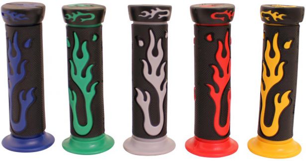 Throttle Grips - Flames, Gray - 70D1830GY - PBC2704F1